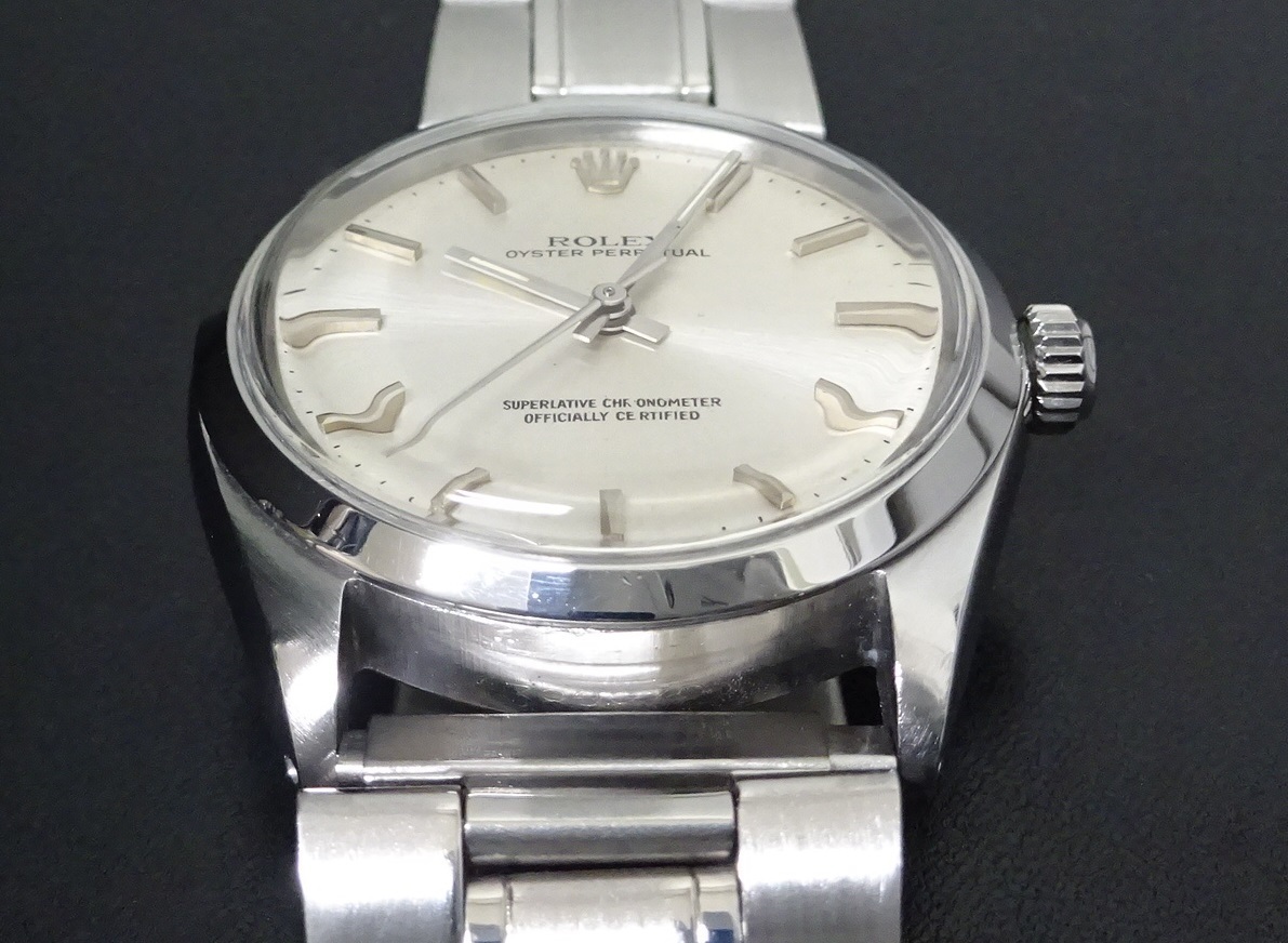  beautiful goods superior article rare model ROLEX Rolex oyster Perpetual 1002 self-winding watch silver face men's size genuine article 