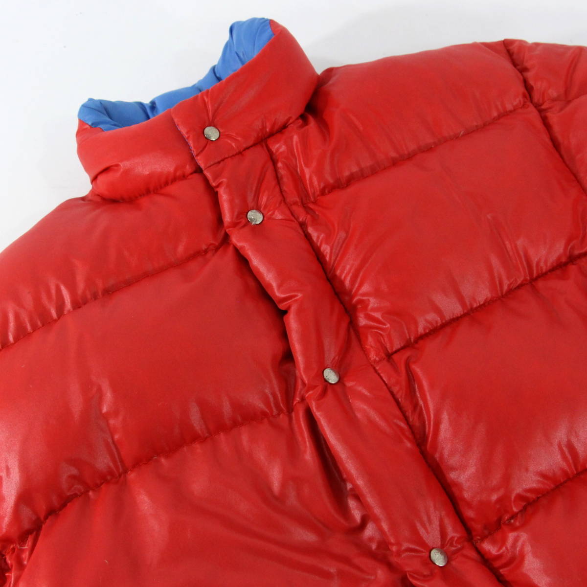 【初期 ビンテージ】旧タグ MONCLER フランス製 ナイロン ダウンジャケット S レッド/ブルー 赤/青 モンクレール