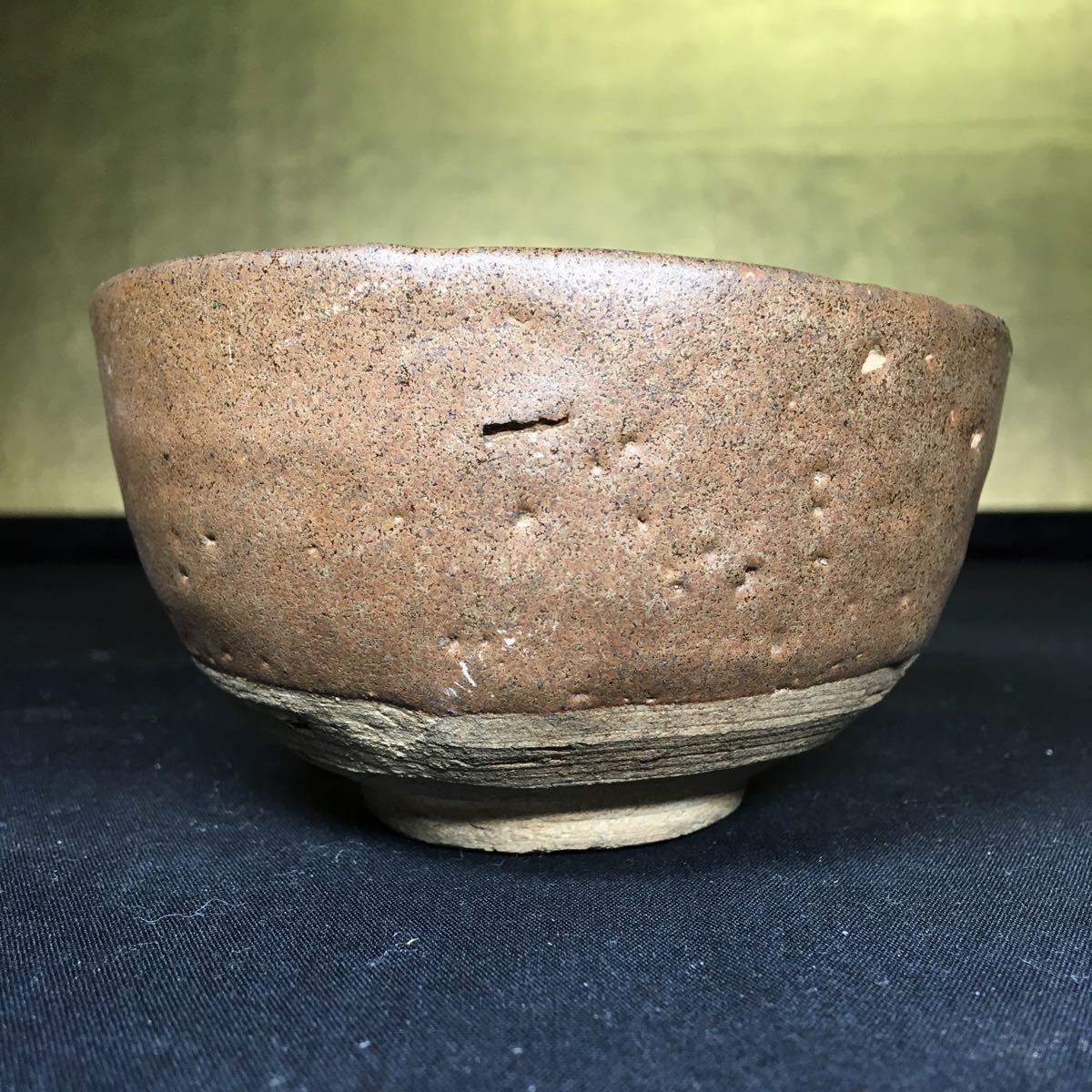 桃山から江戸初期 美濃窯 鉄釉茶碗 茶道具 椿手 y39-B-2