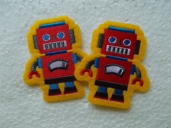 ヤフオク ２枚セット ロボット フェルト ワッペン パッ