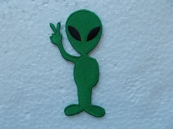 ヤフオク エイリアン グレイ 宇宙人 Ufo 緑 ピース ワッペ ヤフオク エイリアン グレイ 宇宙人 Ufo 緑 ピース ワッペ