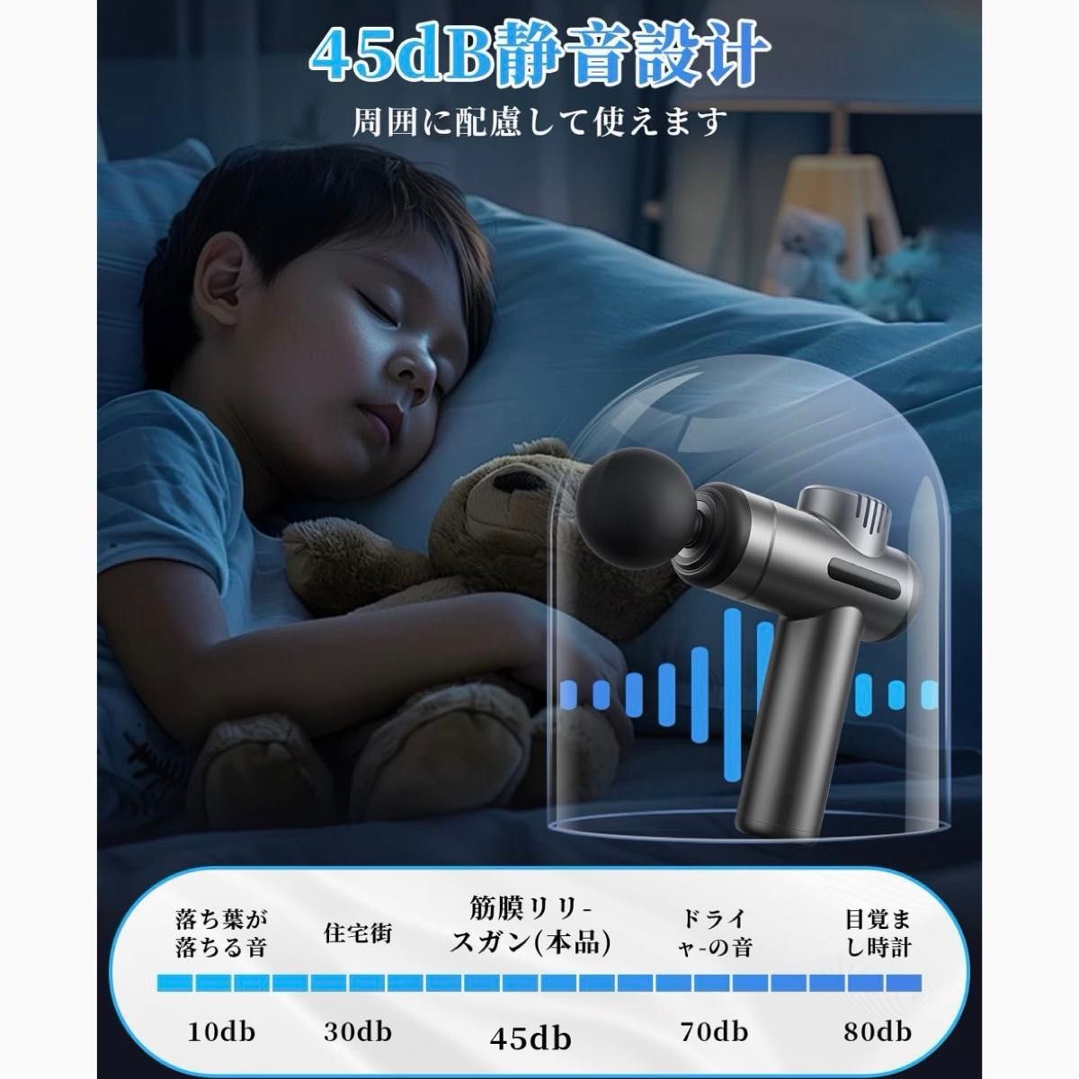 マッサージガン 筋膜リリースガン ハンディガン ハンディマッサージャー マッサージ器 Type-C充電 6段階振動 軽量 充電式