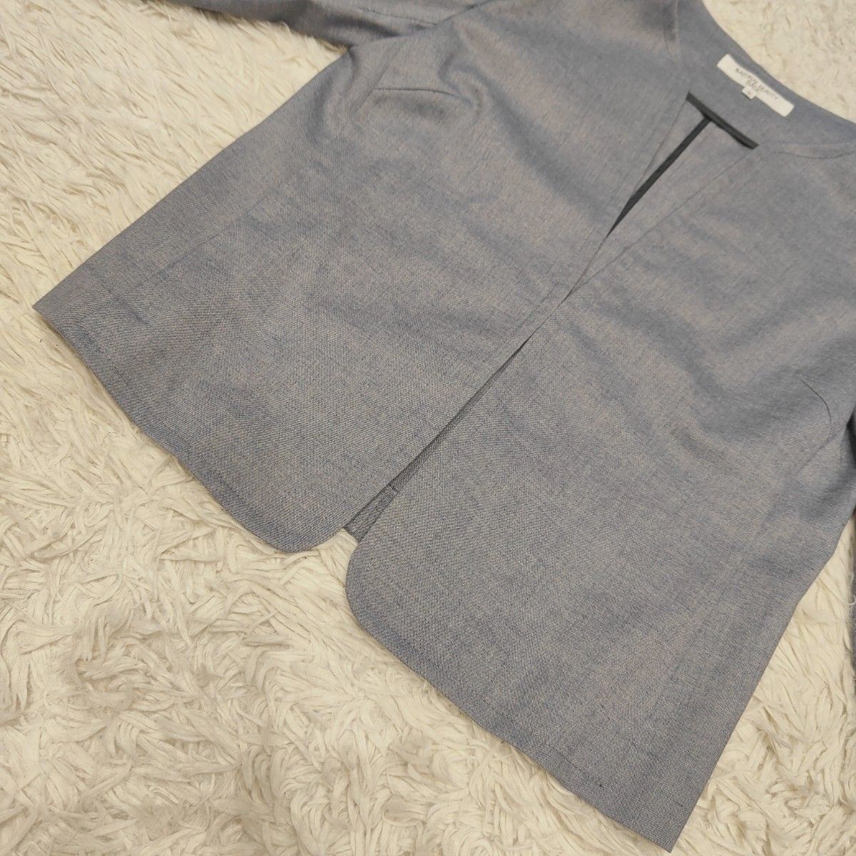 未使用級♡ナチュラルビューティベーシック ノーカラー セットアップ パンツ NATURAL BEAUTY BASIC ノーカラー パンツ セットアップ ブルー系