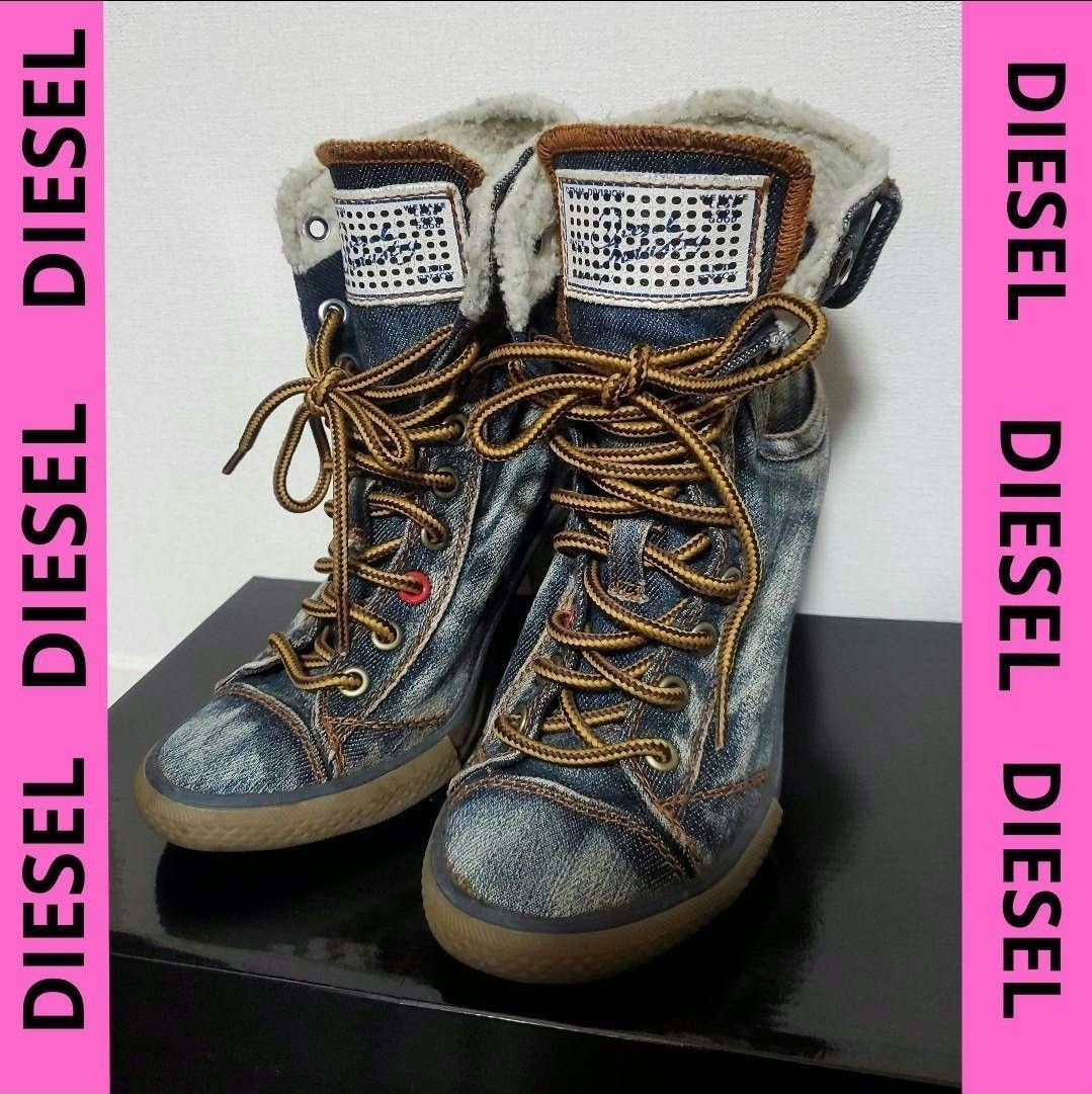 DIESEL 未使用デニムブーツ 人気 DIESEL ディーゼル デニム ショートブーツ スニーカー