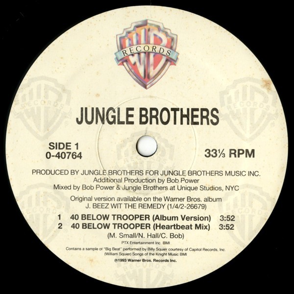 試聴 Jungle Brothers - 40 Below Trooper [12inch] Warner Bros US 1993 Hip Hop_画像3