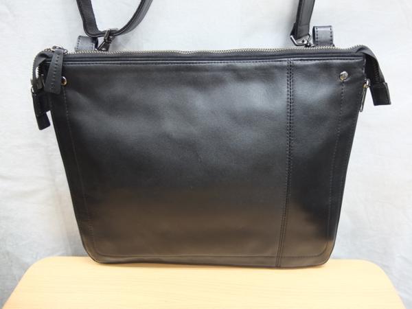  free shipping!! briefcase shoulder bag clutch bag cow leather black qua*drille* unused cheap! man and woman use 