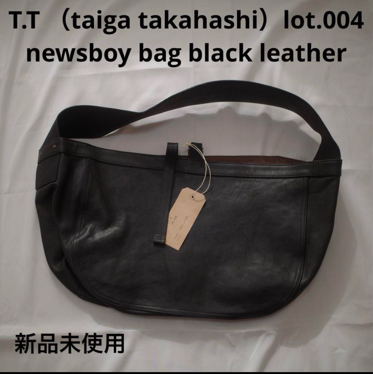 T T (Taiga Takahashi) NEWSBOY BAG Lot 004 black leather T T (Taiga Takahashi) NEWSBOY BAG Lot 004 black leather