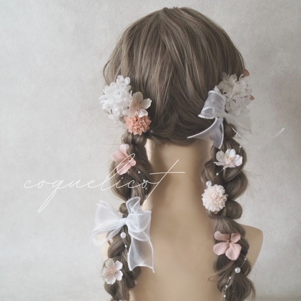 桜 髪飾り ヘッドパーツ ピンク k286/リボン ツインテール 卒業 桜 髪飾り ヘッドパーツ ピンク k286/リボン ツインテール 卒業