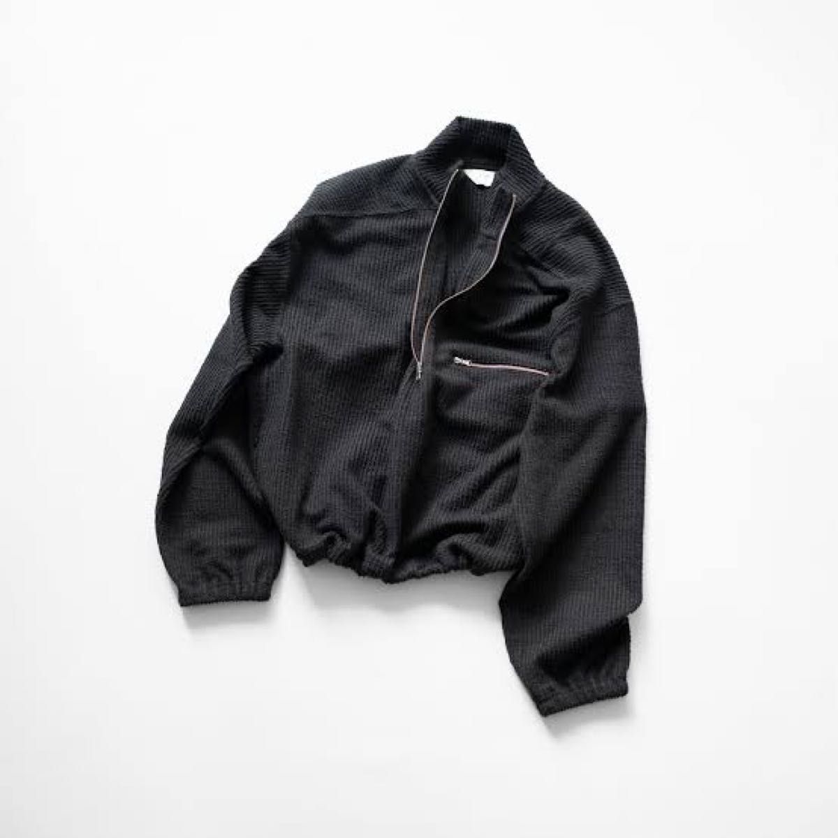 ANCELLM / CUT STRIPE HALF ZIP PULL OVER ブラック サイズ1 ANCELLM / CUT STRIPE HALF ZIP PULL OVER ブラック サイズ1