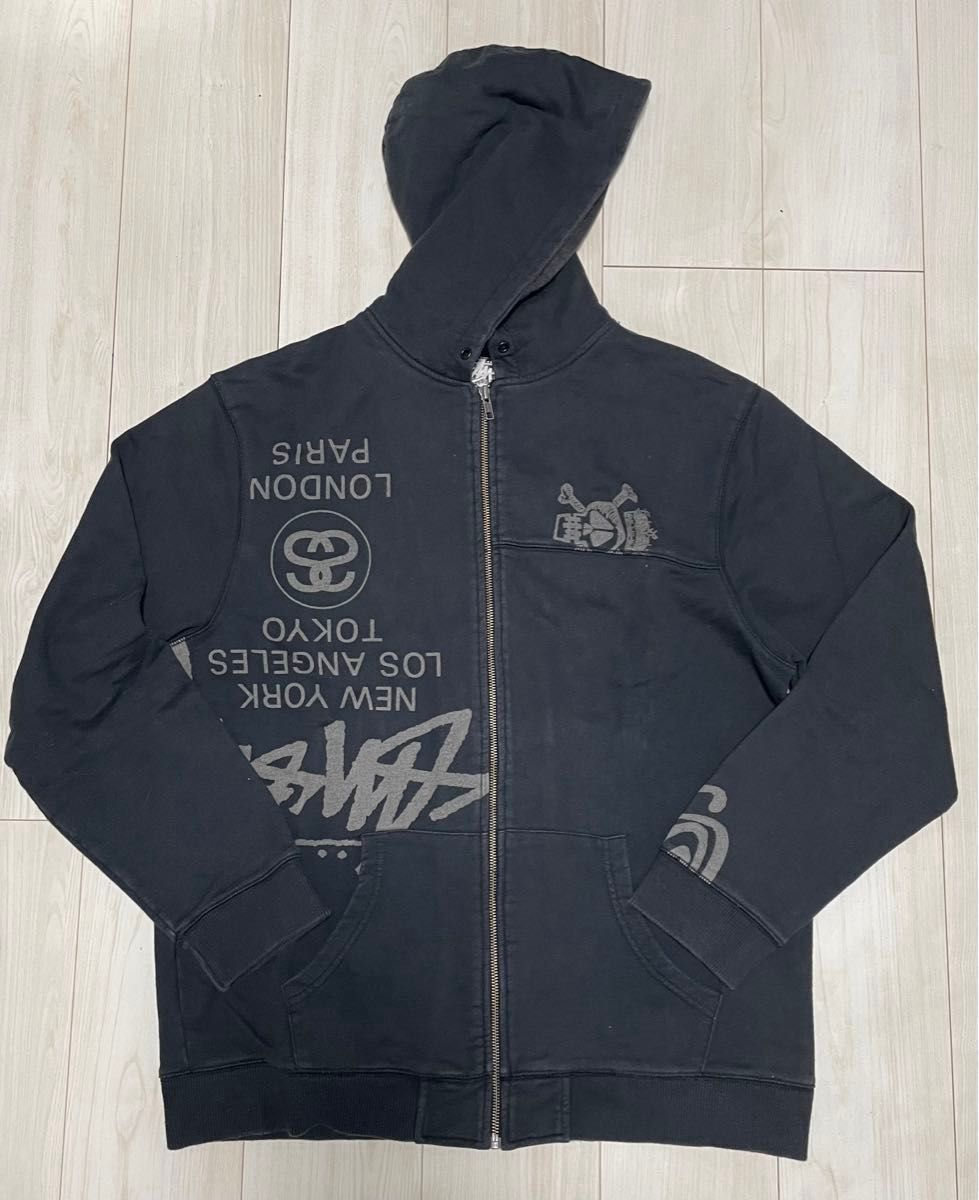 ステューシー stussy ワールドツアー フルジップパーカー 黒
