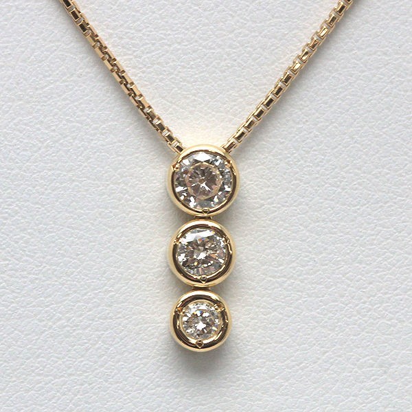 K18 ダイヤモンドネックレス 40cm 0.52ct 18金 ゴールド ベネチアンチェーン 13277