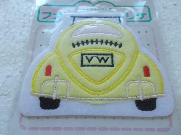 80s VW フォルクスワーゲン アップリケ 自動車 くるま CAR/ワッペン パッチ 昭和 レトロ かわいい ポップ 317_画像3