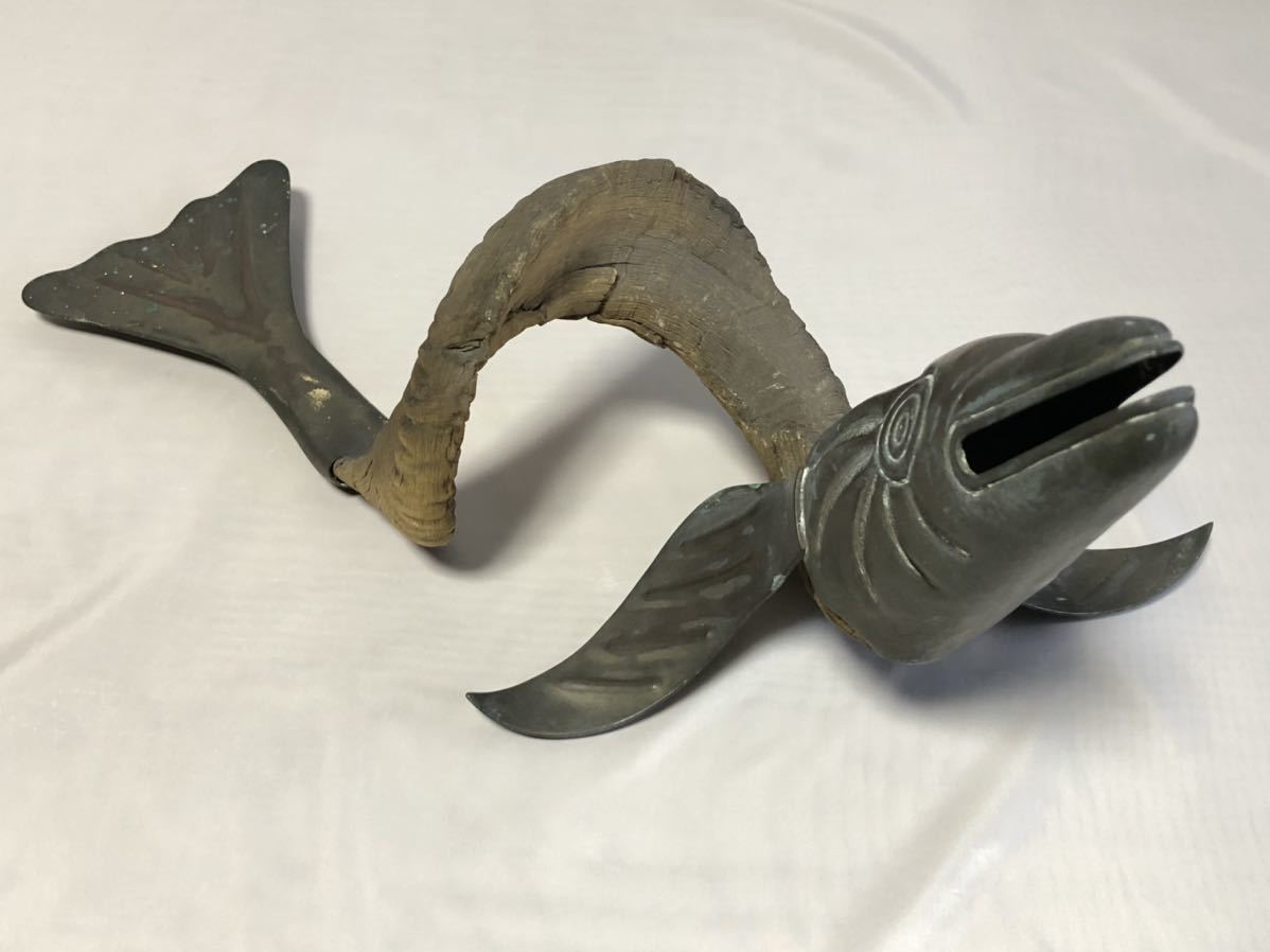 山羊角、金銅彫金 『魚オブジェ』 清朝古玩 K0205C eAb4y 山羊角、金銅彫金 『魚オブジェ』 清朝古玩 K0205C eAb4y