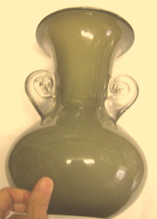 * выставленный товар! сделано в Японии искусство стакан ручная работа незначительный хаки & индиго цвет белый. ваза украшение высота 25cm