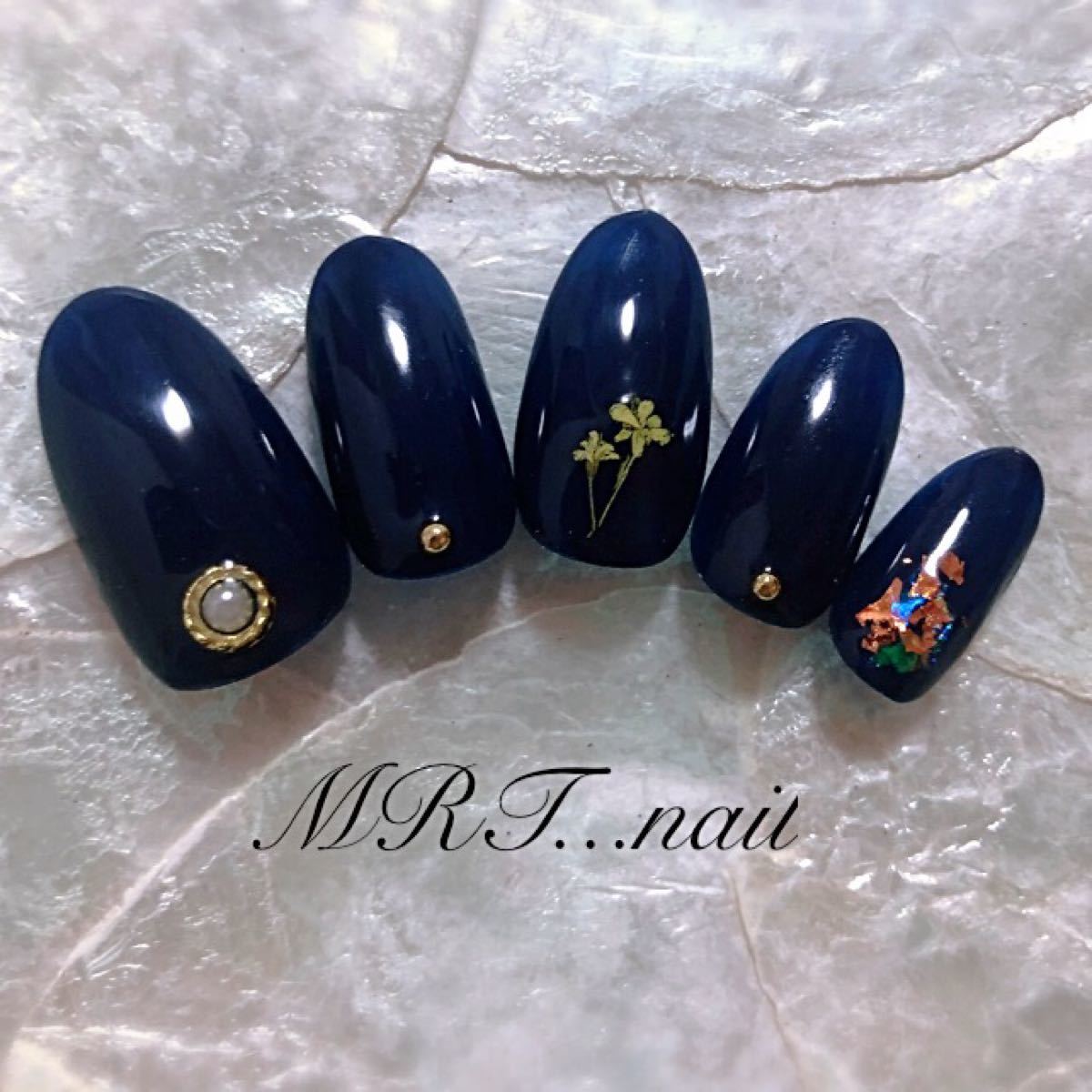 Paypayフリマ Sale No 押し花ネイル ネイビー シンプル Paypayフリマ Sale No 押し花ネイル ネイビー シンプル