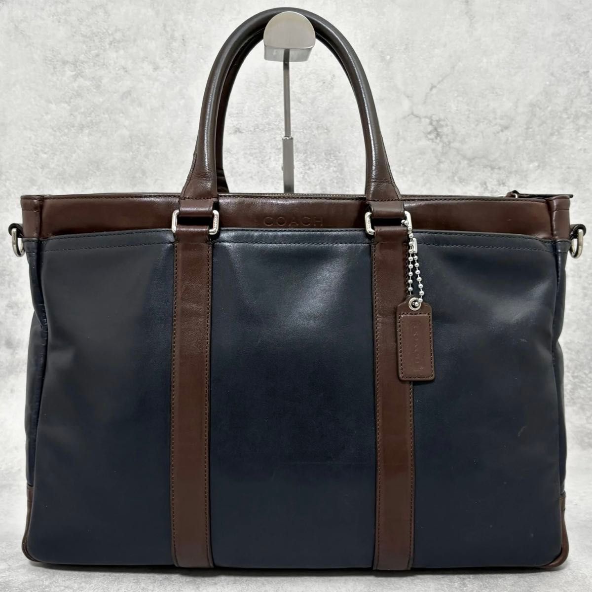 有名ブランド COACH ブリーフケース 大容量 ネイビー 本革 レザー A4 メトロポリタン トートバッグ 2way ビジネス メンズ コーチ バッグ