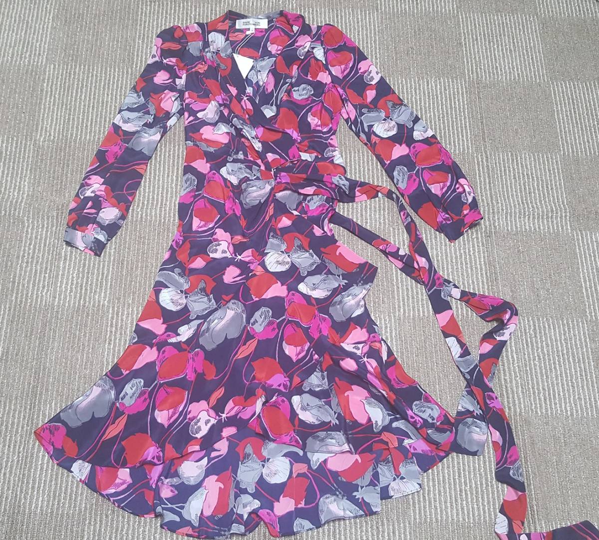 新品 送料無料 US6/JP11号 Diane von Furstenberg ダイアンフォンファステンバーグフローラル ラップドレス 7