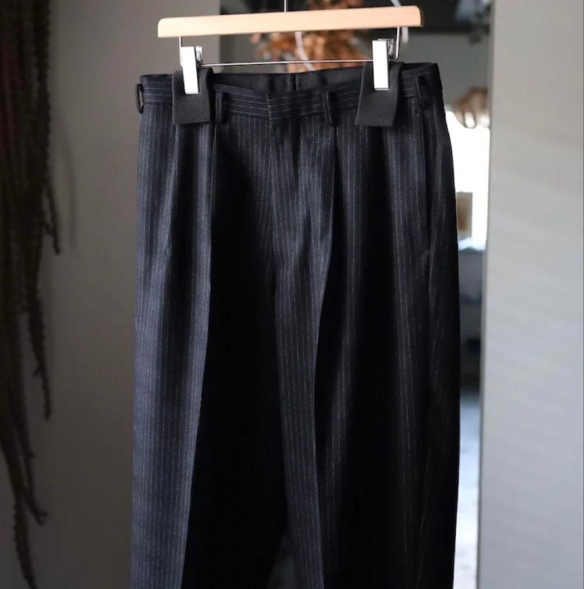 最終価格! HEUGN George STRIPE black wool ブラック 黒 パンツ
