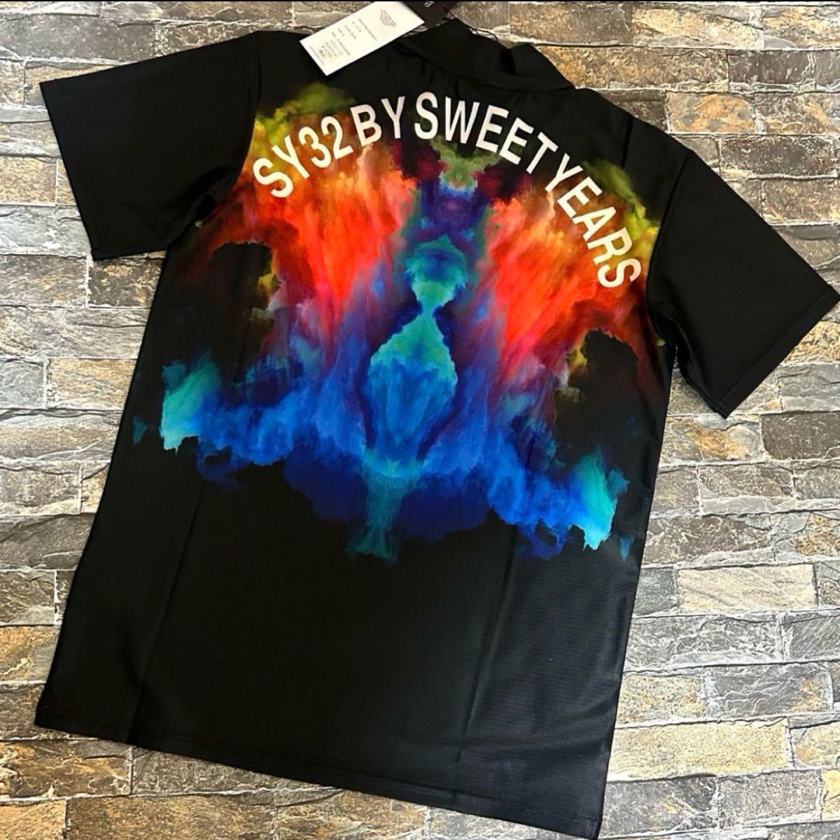 【新品】SY32 bysweetyears/モックネック ハイストレッチTシャツ モックネック スポーツウェア ゴルフウェア M