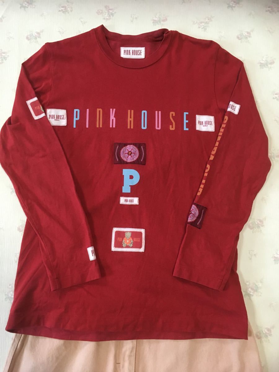 ピンクハウス ロゴ入り・クマ・ネームワッペン付き 赤の長袖Ｔシャツのみ
