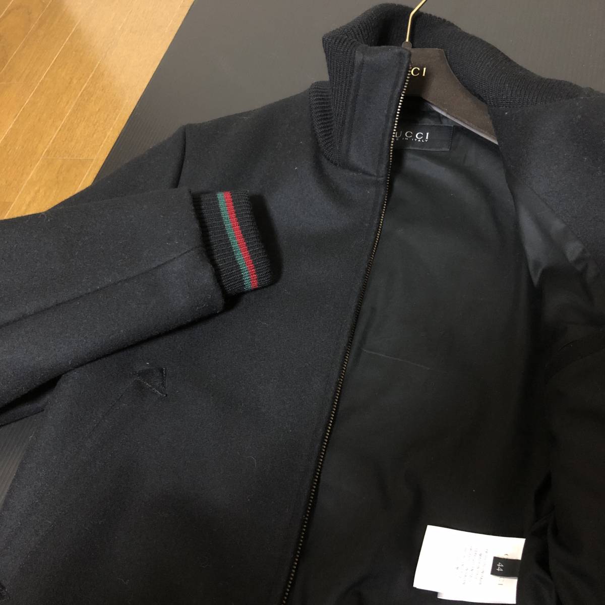 超美品/保管品/希少/細身/高級/Gucci/総/毛/革/ウール/レザー/シェリー