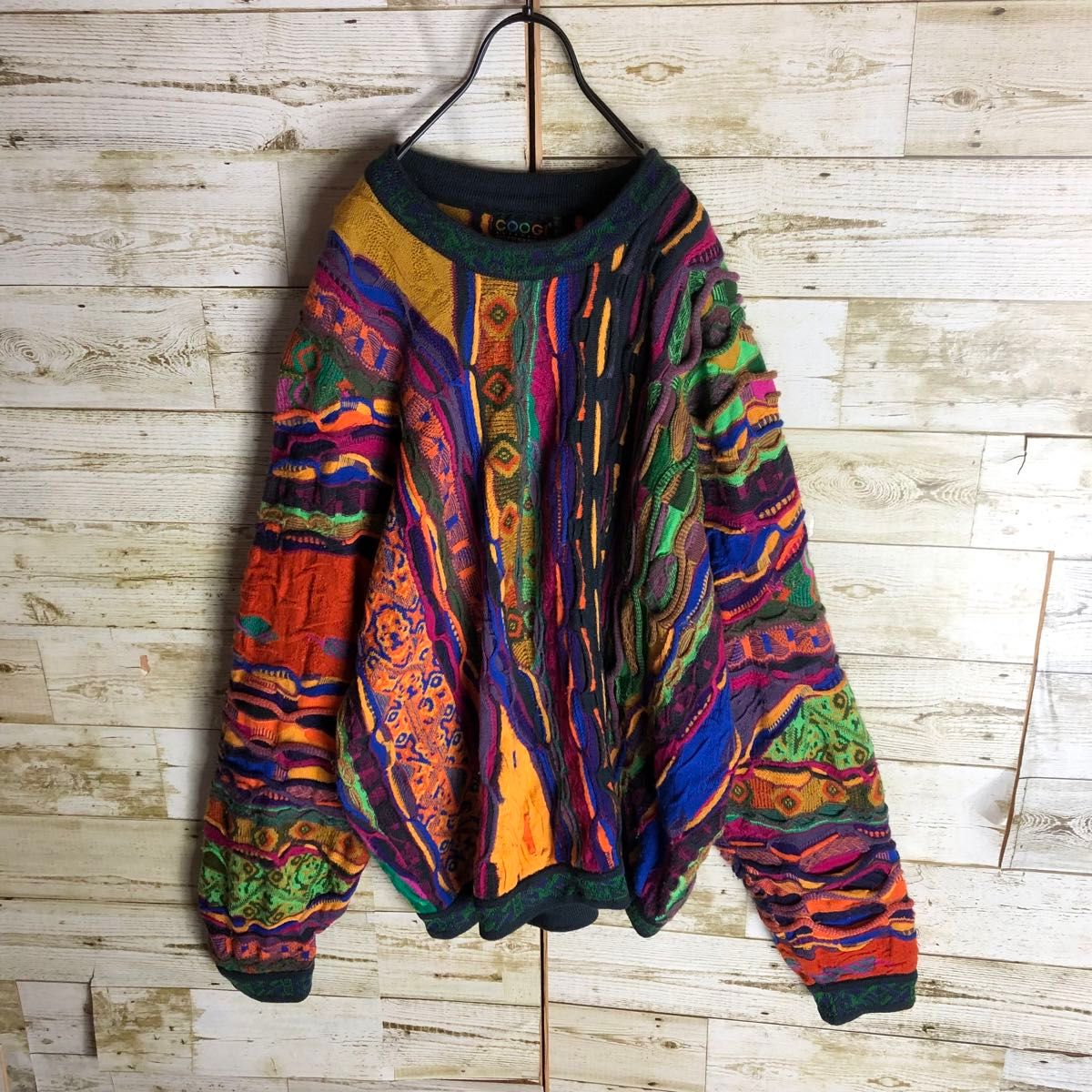 coogi クージー 立体 編込み 3Dニット マルチカラー 総柄 凹凸 coogi クージー 立体 編込み 3Dニット マルチカラー 総柄 凹凸