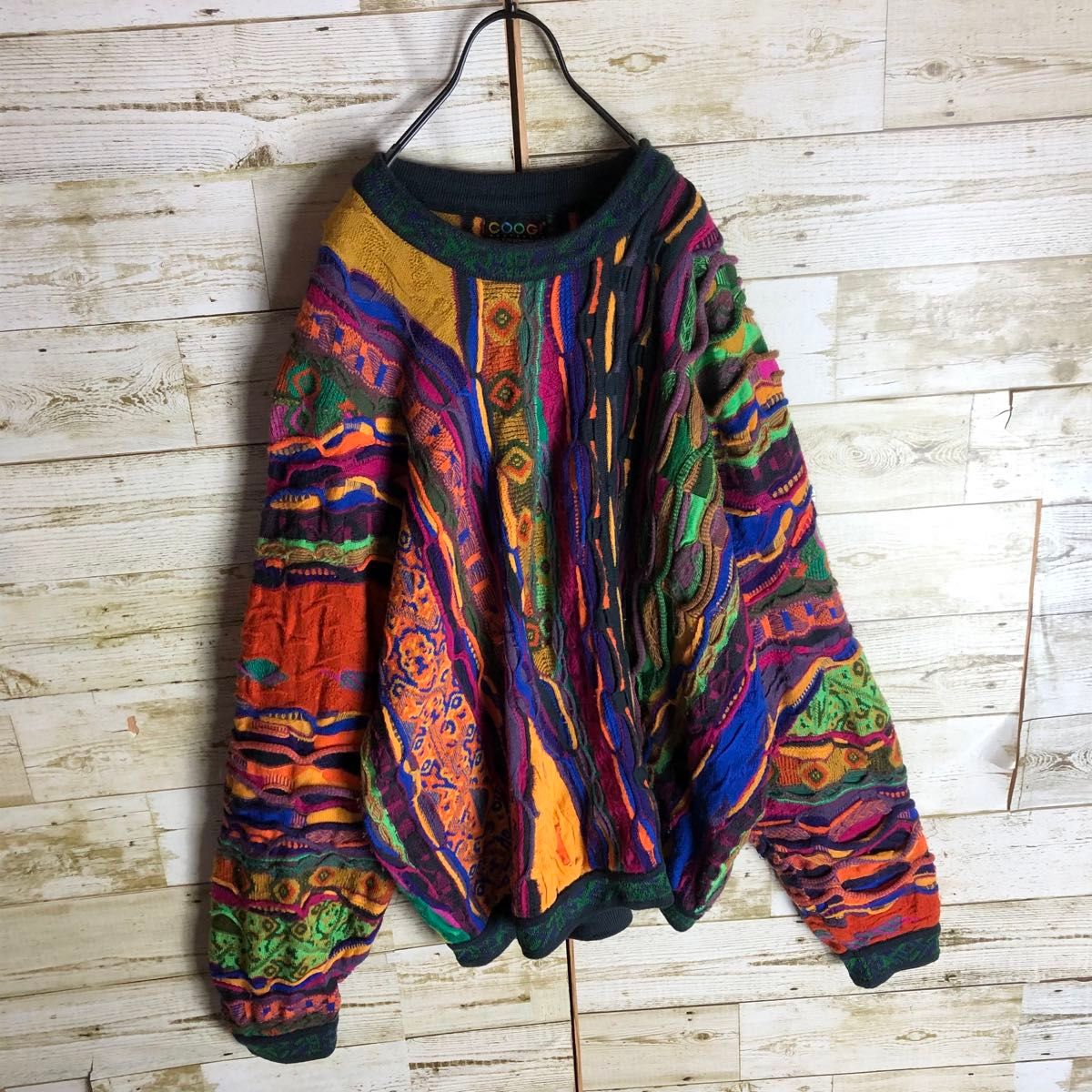 coogi クージー 立体 編込み 3Dニット マルチカラー 総柄 凹凸 coogi クージー 立体 編込み 3Dニット マルチカラー 総柄 凹凸