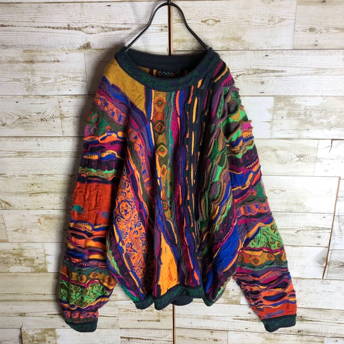 coogi クージー 立体 編込み 3Dニット マルチカラー 総柄 凹凸 coogi クージー 立体 編込み 3Dニット マルチカラー 総柄 凹凸