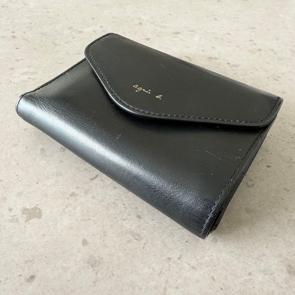 ■agnesb.■アニエスベー メタルロック コンパクトウォレット 保証証付き】agnes b アニエスベー三つ折り財布 ミニ財布 折り