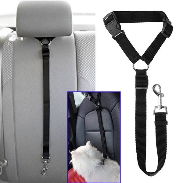 ヘッドレスト装着型 ペット用 シートベルト 愛犬を守る 安全ベルト 簡単装着 長さ調節可能 車専用 リード （ブラック）_画像3