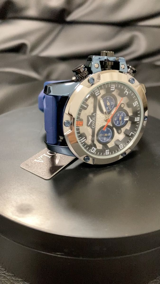 2056w 高品質 メンズ腕時計 オマージュ クロノグラフ可動 防水 サーフィン スーツ ステンレス オレンジラバーベルト即日発送
