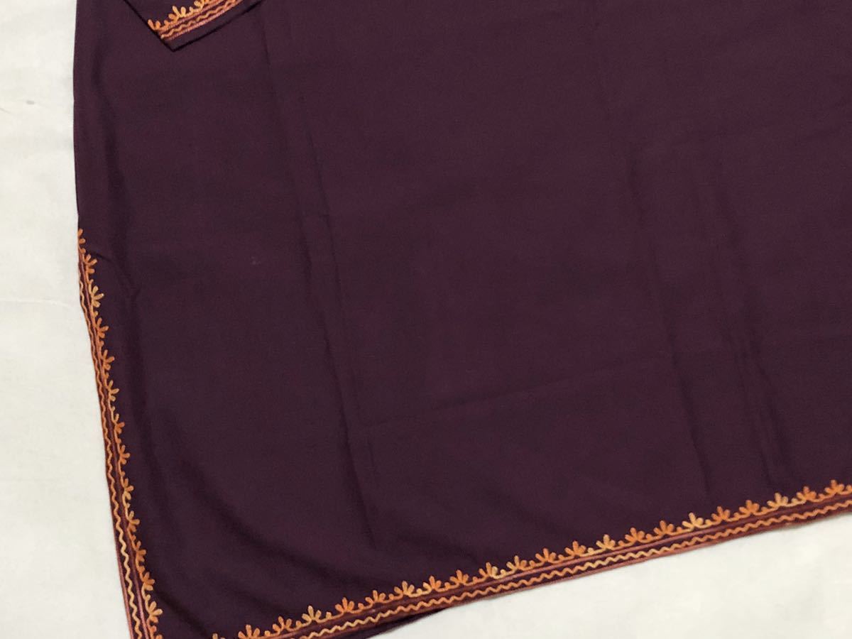 インド カシミール刺繍 可愛いカフタン風ロング丈チュニック ワンピ(紫) L_画像5