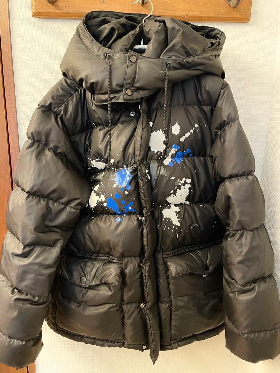 John Undercover ジョン アンダーカバー ペンキ スプラッシュプリント  ダウンジャケット  ブラック