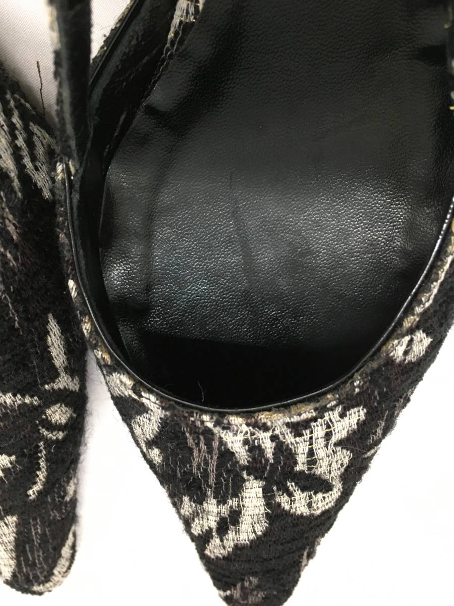 STRAWBERRY FIELDS Strawberry Fields туфли-лодочки каблук обувь 23.5cm каблук высота 6cm женский черный × серебряный 