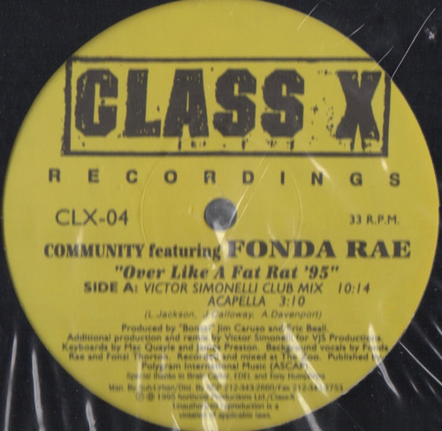 【廃盤12inch】Community Featuring Fonda Rae / Over Like A Fat Rat '95_画像1