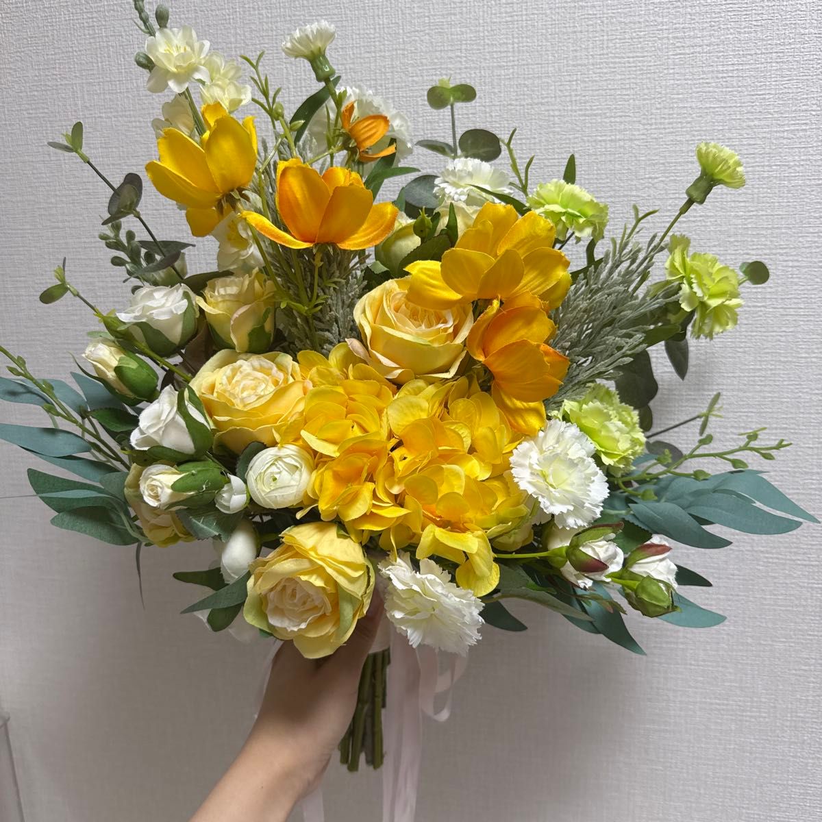 大きめ　ウェディングブーケ　造花　結婚式　前撮りブーケ