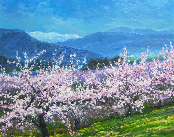 # Shinshu. scenery oil painting .... .. spring F6 number (114) free shipping #