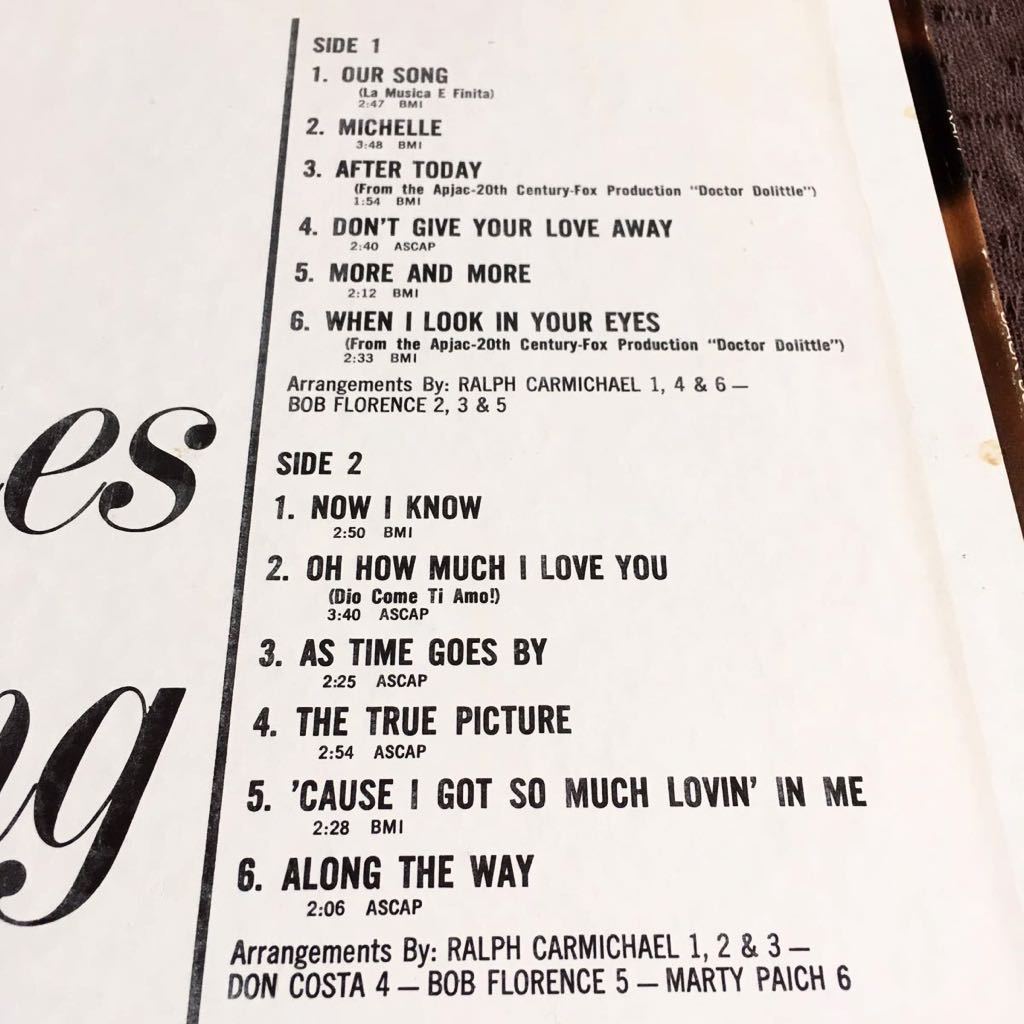 ジャック・ジョーンズ/スタンダード曲/マーティ・ペイチ/ボブ・フローレンス/ドン・コスタ/ラルフ・カーマイケル/USA盤/アナログLP/1967年_画像3
