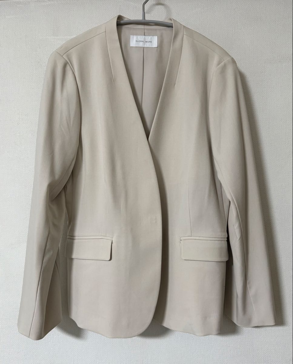グローバルワーク ウツクシルエット ジャケット テーパードパンツ セットアップ アイボリー系 XL 入学式