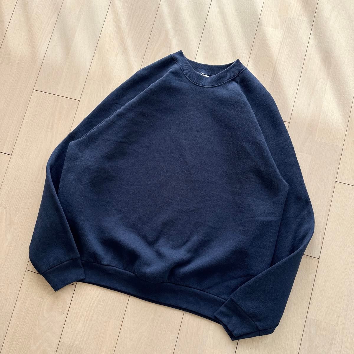 極美品!USA製 90s フルーツオブザルーム ラグランスウェット 無地 黒 XL USA製 フルーツオブザルーム 無地 ラグラン スウェット