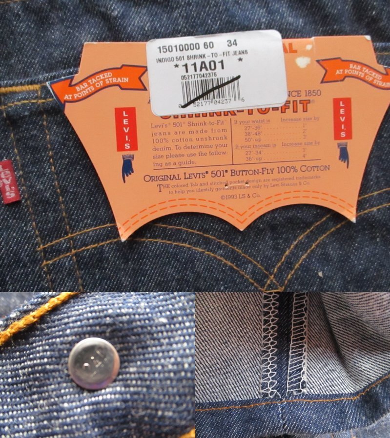 MADE IN USA America made 90s Levi\'s Levi's 501 W60L34 dead stock / display .