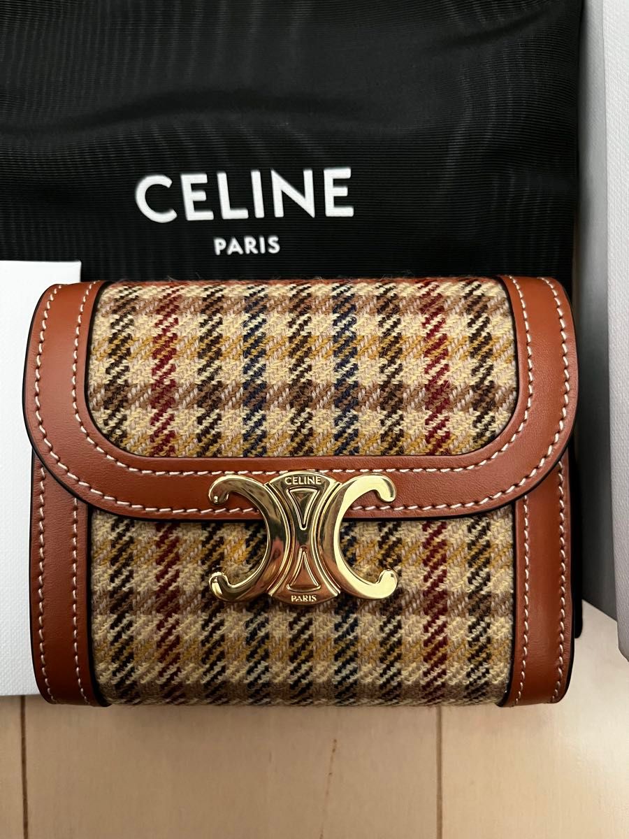 正規品 新品 セリーヌ トリオンフ 財布 ウォレット チェック柄 正規品 新品 セリーヌ トリオンフ 財布 ウォレット チェック柄