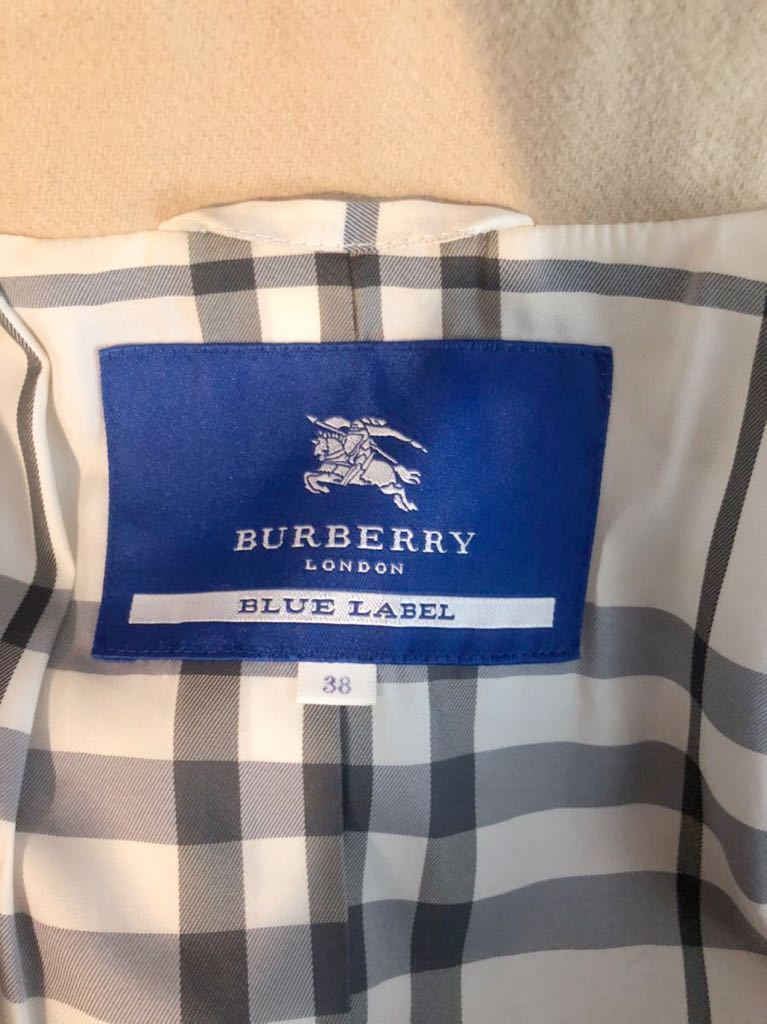 ○ BURBERRY Blue Label バーバリー　ブルーレーベル　レディース　ブラウン　アンゴラ混　ダブルコート　アウター 上着　38表記_画像3