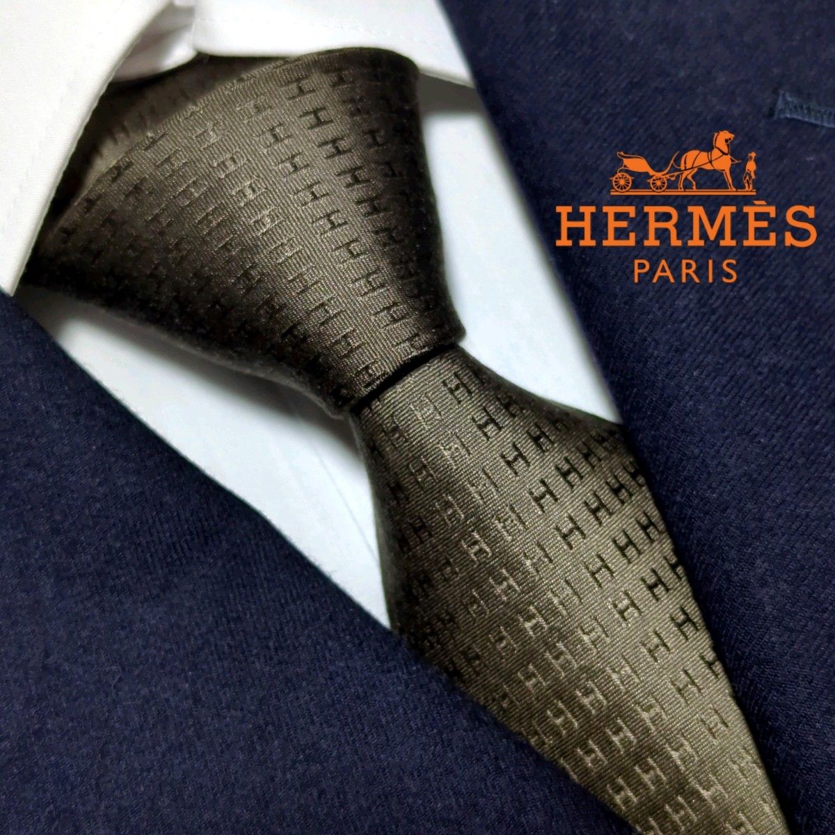 美品 エルメス ネクタイ ファソネ H柄 無地調 ハイブランド 高級 美品 エルメス ネクタイ ファソネ H柄 無地調 ハイブランド 高級