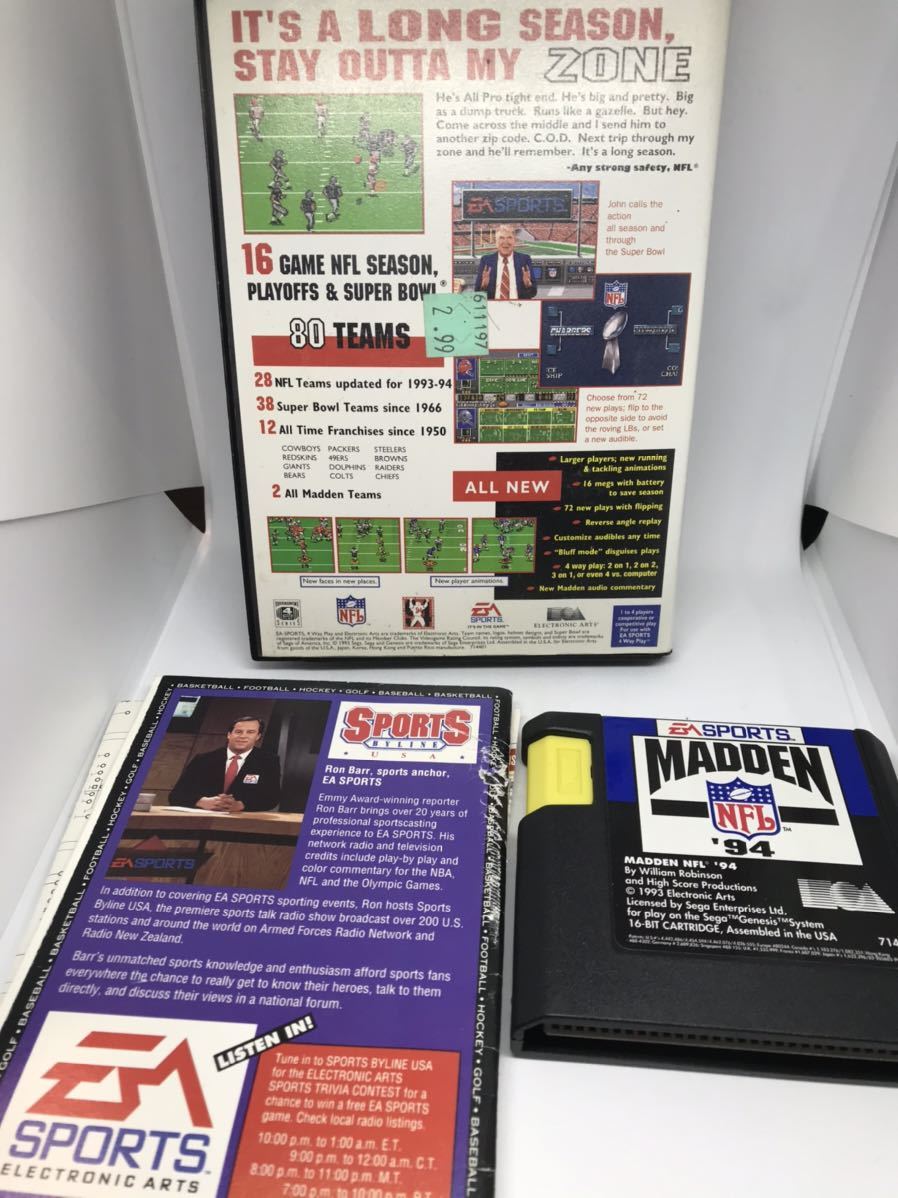 【MADDEN NFL '94】 北米版セガ ジェネシス用ソフト ④