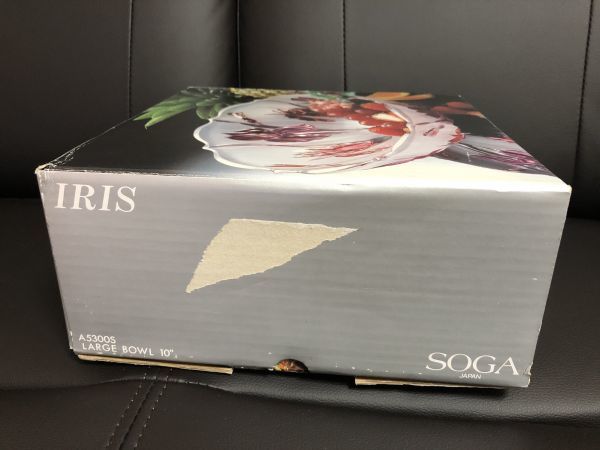 新品未使用 箱付き SOGA JAPAN 花柄ボウル IRIS A5300S LARGE BOWL 10インチ サラダボール パーティー ガラス ハンドペイント_画像8