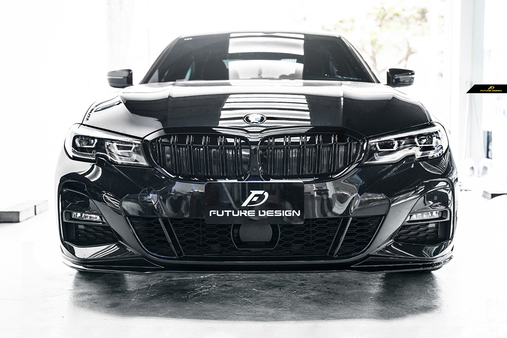 【FUTURE DESIGN】BMW 3シリーズ G20 セダンG21 ツーリング フロントバンパー用リップスポイラー 艶あり黒 パフォーマンス_画像1