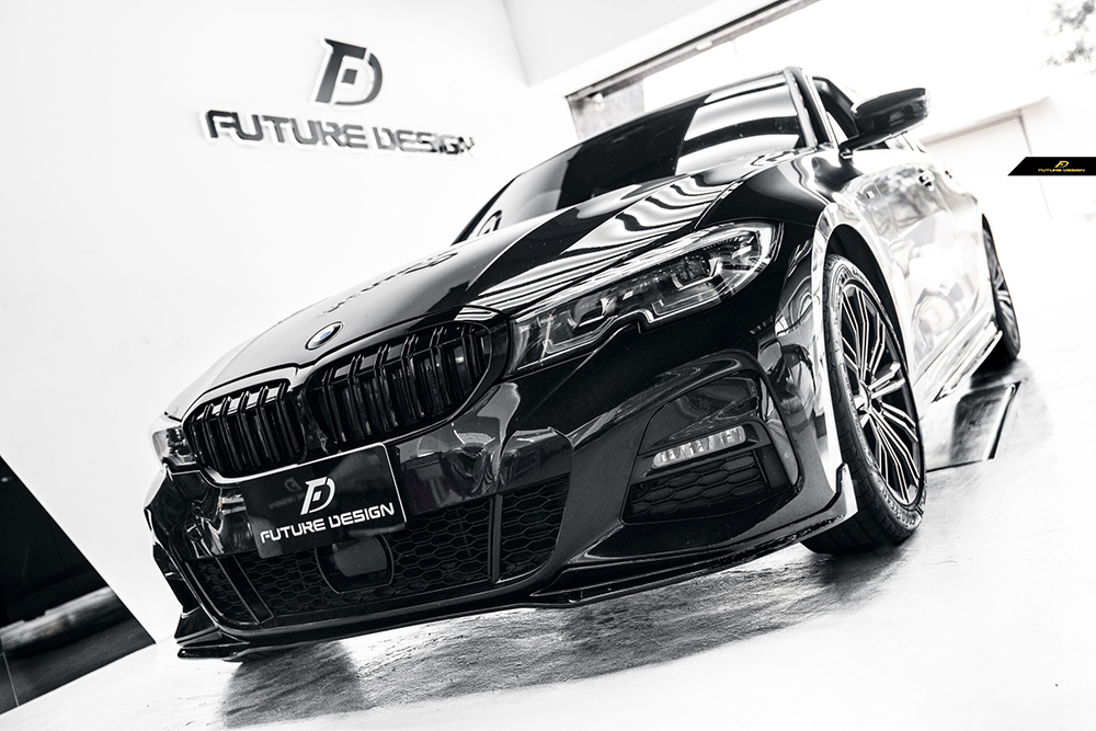 【FUTURE DESIGN】BMW 3シリーズ G20 セダンG21 ツーリング フロントバンパー用リップスポイラー 艶あり黒 パフォーマンス_画像3