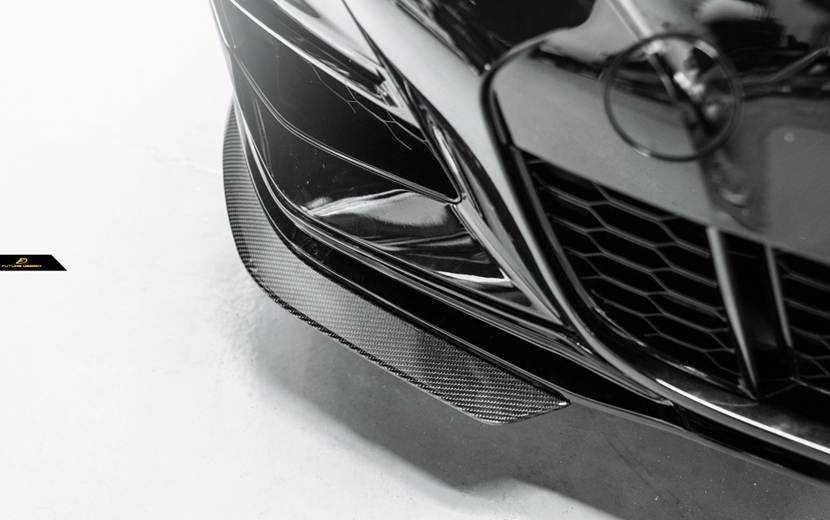 【FUTURE DESIGN】BMW 3シリーズ G20 G21 Mスポーツ フロントバンパー用リップスポイラー 本物Drycarbon ドライカーボン 艶あり黒 3点SET_画像9