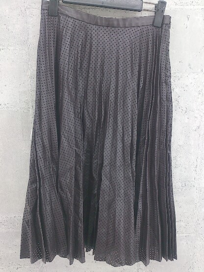 ◇ ZARA WOMAN ザラ ウーマン サイドジップ パンチング 膝下丈 プリーツ スカート EUR XS USA XS MEX 24 ブラウン系 * 1002799414951_画像1